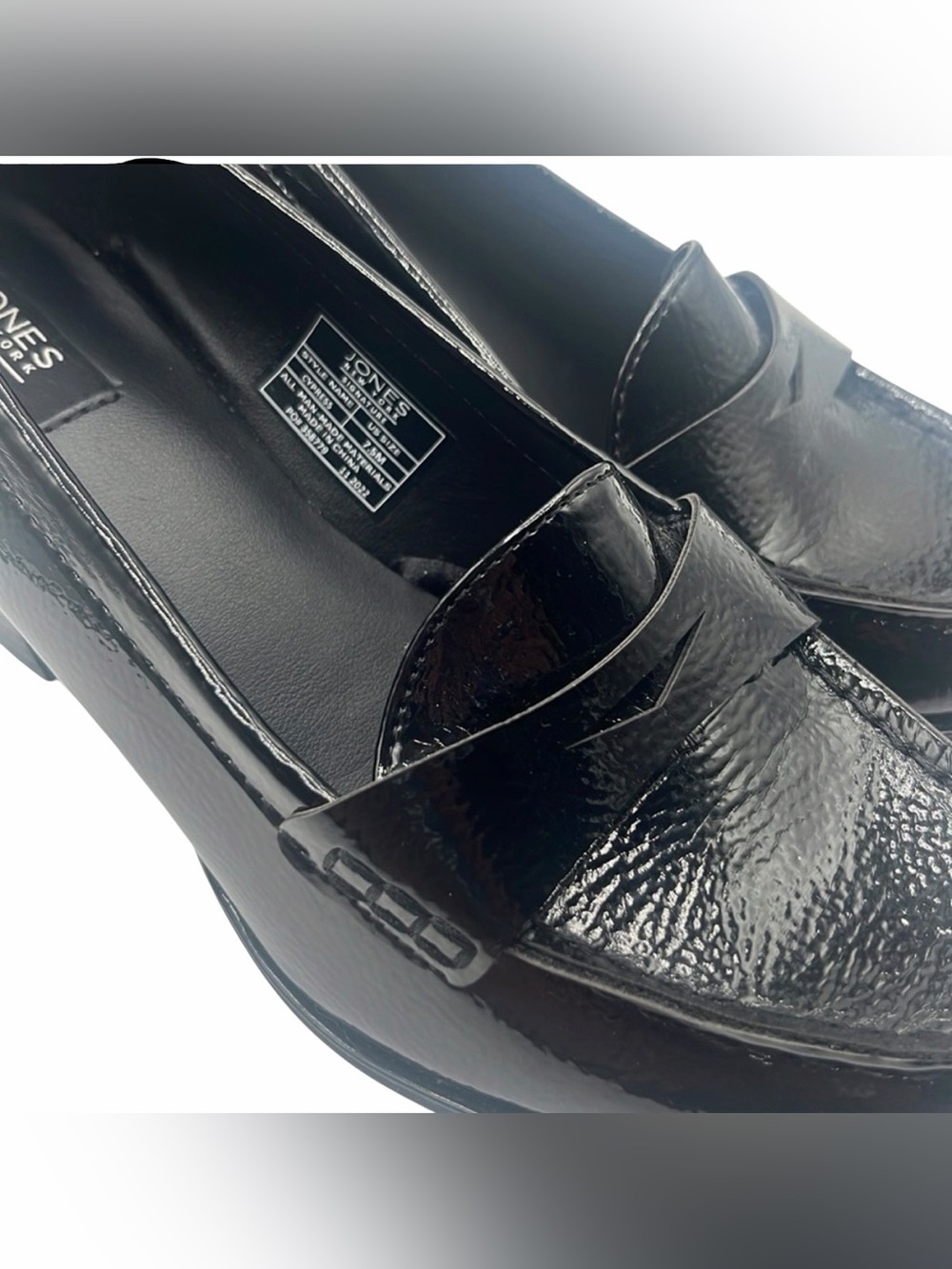 JONES NEW YORK BLACK PATENT LEATHER LOAFERS SIZE 7.5 - Picture 11 of 11